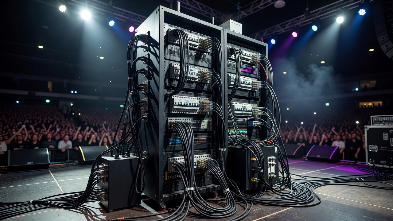 Concert Stage High-Voltage Electrical Power Rack Distribution