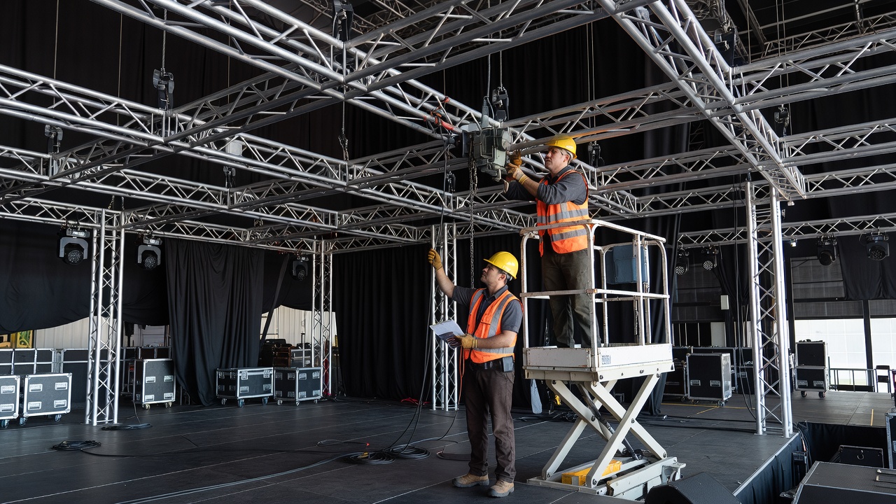 Truss Rigging Safety Inspection on Concert Stage
